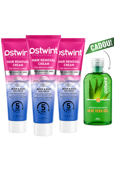 Ostwint Set de 3 creme depilatoare pentru ten sensibil - 100ml + cadou gel de...