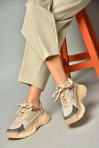 Fox Shoes س312612404 أحذية رياضية بنعل سميك من قماش الجلد