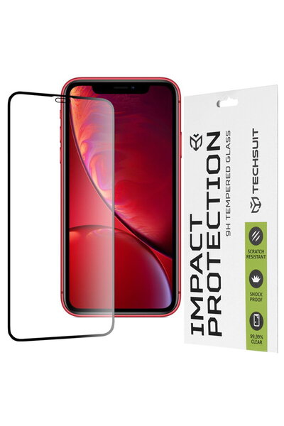 Techsuit Folie pentru iPhone 11 / XR - 111D Full Cover / Sticlă cu adeziv int...