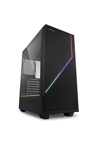 SHARKOON RGB FLOW, carcasă tip tower (negru, panou lateral din sticlă securiz...