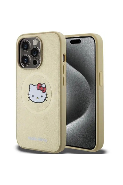 Hello Kitty Husă MagSafe din piele cu cap de pisicuță pentru iPhone 15 Pro - ...