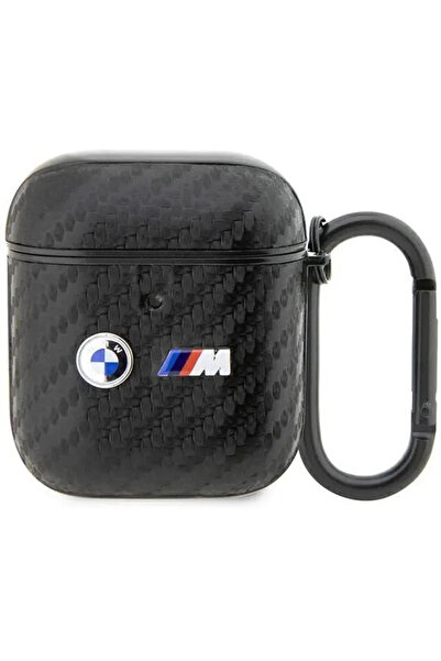 BMW BMA2WMPUCA2 Husă AirPods 1/2 negru/negru Carbon Logo Metalic Dublu