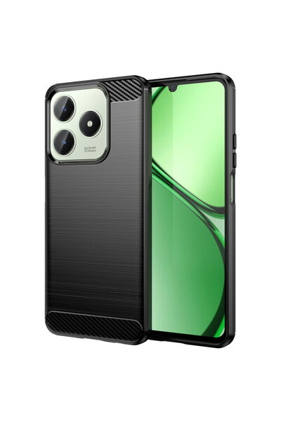 Techsuit Husă pentru Realme C63 / C61 - Silicon Carbon - Negru
