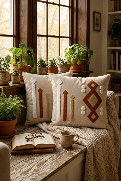 Bella Home Punch Nakış Kırlent Kılıfı (2’li) 40 cm x 40 cm