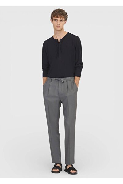 Ramsey Dark Gray Plain Woven Jogging Fit Casual Trousers