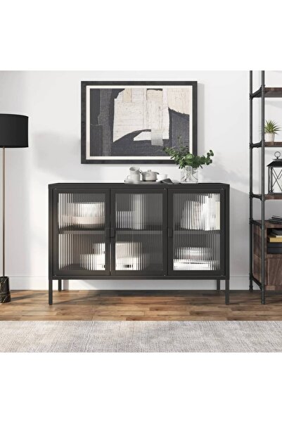 Concept Servantă, negru, 105x35x70 cm, sticlă și oțel