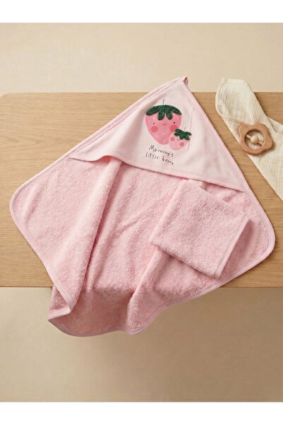 İloya Naturel %100 Pamuk Bebek Bornoz Havlu + Kese Set I 0-2 Yaş