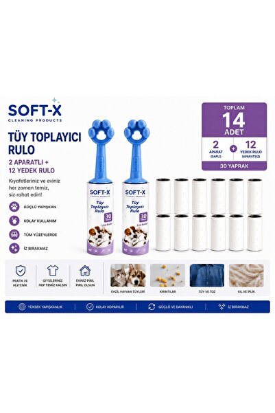 Tüy Toplayıcı Rulo 30 Yapraklı 2 Aparatlı + 12 Yedek Rulo Avantaj Paket