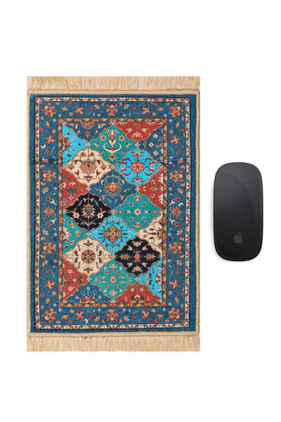 Bursa İpek Petrol Blue Decorative Small Carpet Mousepad