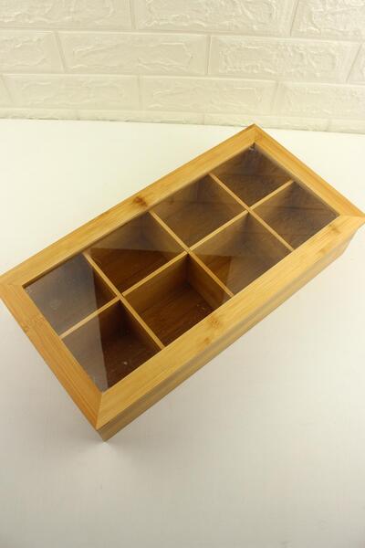 ALBETTO Bamboo Organizer with 8 Compartments - Box Jewelry and Tea Box Accessory