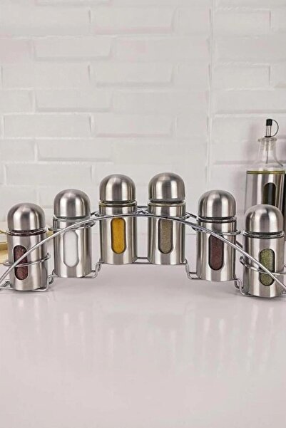 ALBETTO 6-Piece Metal Spice Rack Set with Stand Glass-435