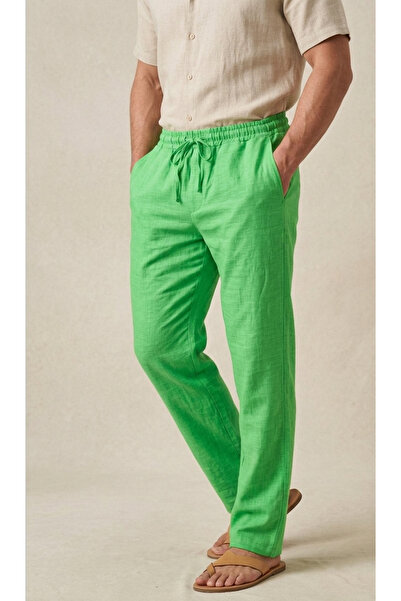 Rosidam Zelene lanene pamučne mješovite letnje opuštajuće unisex pantalone