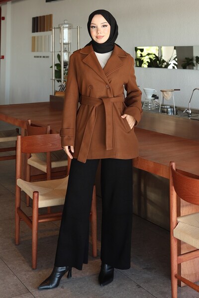 Missvalle Button Detailed Cashmere Coat Brown 19274