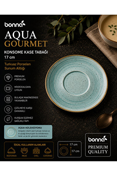 Bonnami Bonna Aqua Gourmet Konsome Kase Tabağı 17 cm - Turkuaz Porselen Sunum...