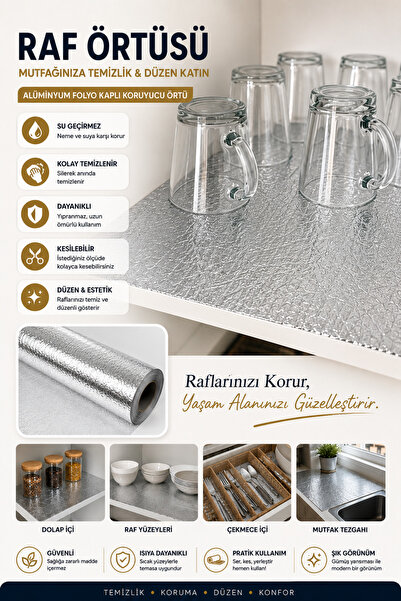 VENON 3 Rulo Metalize 45 CM ❤️ 3 x 3 : 9 METRE ❤️ Raf Örtüsü ❤️Çekmece Örtüsü...