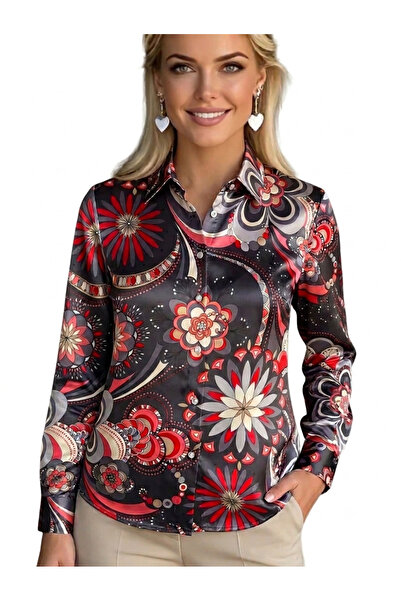 ZAVO Silk %100 Doğal İpek Retro Desenli Lüks Gömlek