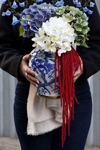 Dekorsende Şoklanmış Amarantus (Amaranthus) Demet Kırmızı 100 cm