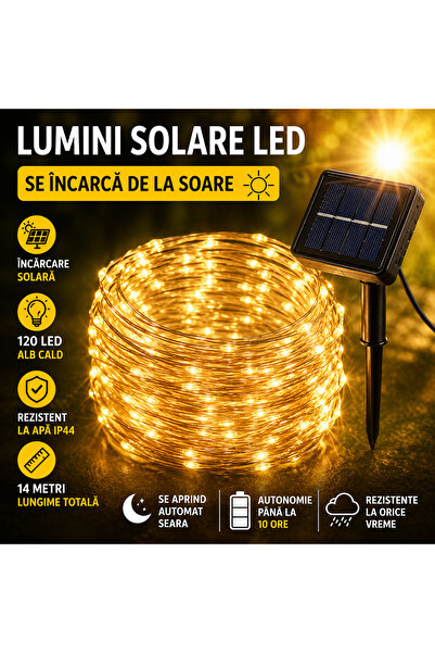 BrizLabs Lumini Șnur Solare, 14 m 120 LED-uri Lumini Decorative Solare Imperm...