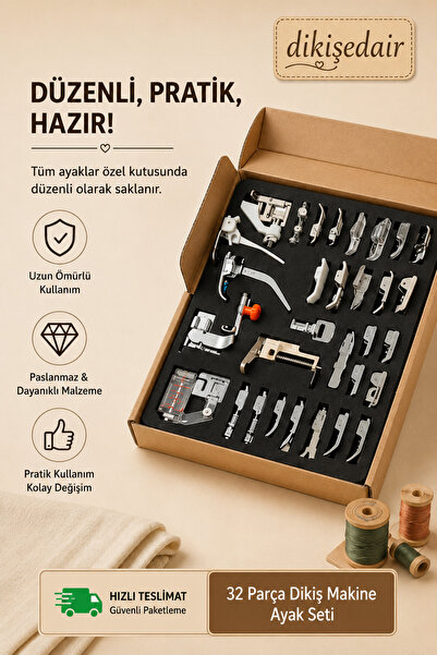 SİNGER 32 Parça Dikiş Makine Ayak Seti Kullanım Kitapçığı İle Beraber Orjinal...