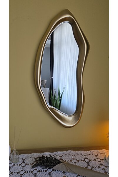 UĞURLU HOME 35x78 cm Gold Renk Organik Asimetrik Duvar, Dresuar Aynası | Mode...