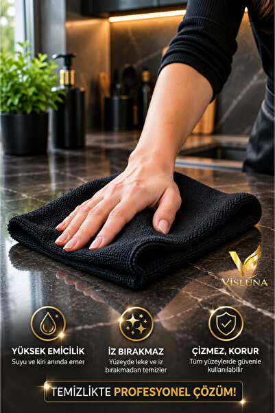 VİSLUNA (3 komada) Krpa za opšte čišćenje od mikrofibre, crna boja, 40*40 cm,...