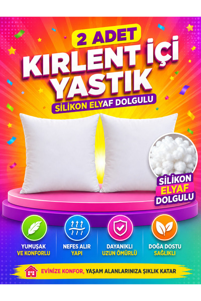 Rosella Barucci Kare Kırlent İçi 2 Adet Silikon Elyaf Dolgulu İç Yastık 42x42...