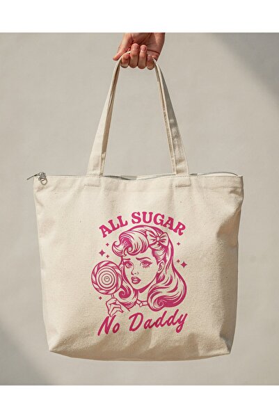buzagi tasarım ürünleri All Sugar No Daddy Zippered Lined Gusseted Canvas Bag...
