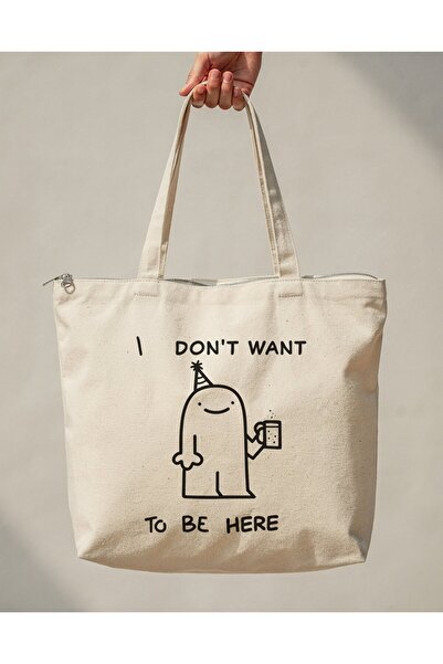 buzagi tasarım ürünleri I Don'T Want to Be Here Zippered Lined Gusseted Canva...
