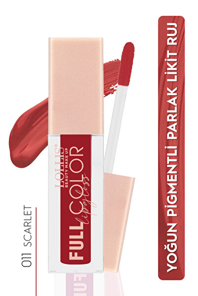 Lollis Full Color Dudak Parlatıcı Yoğun Pigmentli Parlak Likit Ruj 011 Scarlet