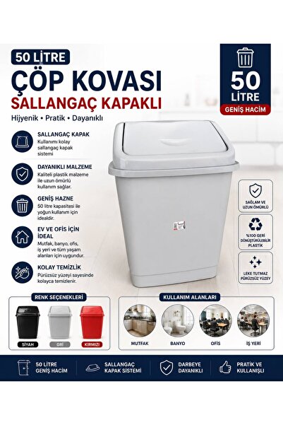 Duruper Kimya Çöp Kovası Sallangaç Kapak 50 Litre