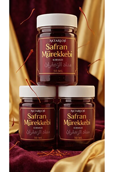 aktarloji 3 Adet 50 ml Kırmızı Safran Mürekkebi / Orijinal Misk-i Amber ve Gü...