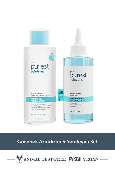 The Purest Solutions Gözenek Arındırıcı Set: Micellar Makyaj Temizleme Suyu 4...