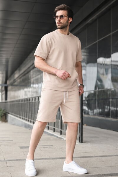 Madmext Beige Basic Men's Shorts Set 5921