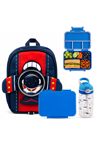 Cocobee Aeroplane-Style Astronaut Print Backpack for Boys – Navy Blue