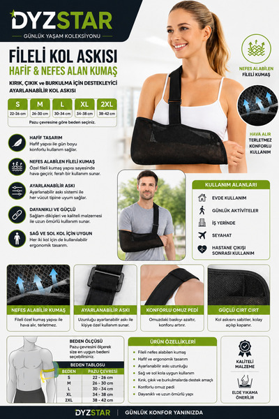 DYZSTAR Mesh Arm Sling Lightweight Breathable Fabric Adjustable Arm Sling for...