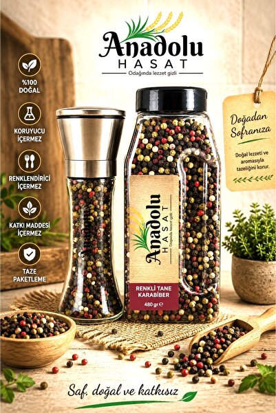 ANADOLU HASAT 2'li SET-Karışık Renkli 4 Renkli Tane Karabiber Net 480Gr Flip ...