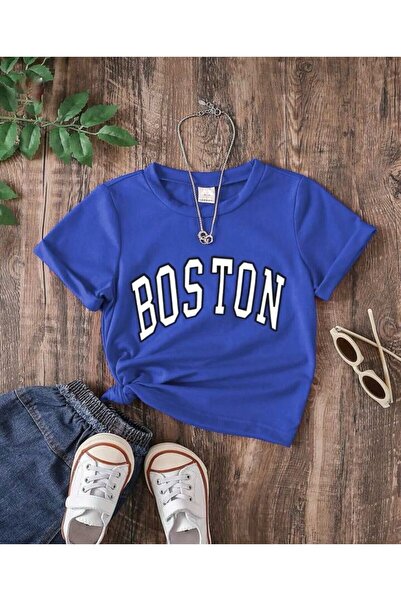 MORNİNG KİDS Детска тениска Saks Blue Boston с щампа за момче