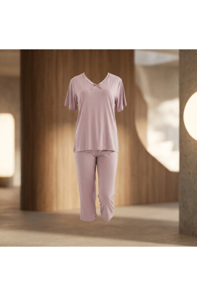 Generic Plain Soft Viscose Pajama Set |   Capri Pants and T-Shirt with Elegan...