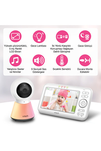 V-tech Uyarlanabilir Gece Lambalı 5’’ Görüntülü Bebek Monitörü - VM5254