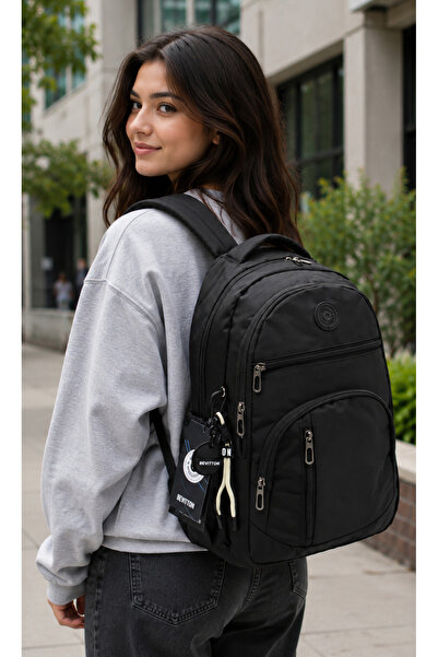 Bevitton Rucsac negru rezistent la apă pentru uz zilnic Rucsac școlar unisex ...