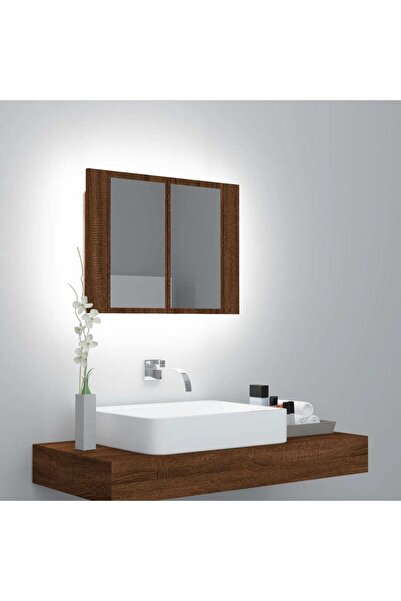 Concept Dulap cu oglindă & LED stejar maro 60x12x45 cm lemn compozit