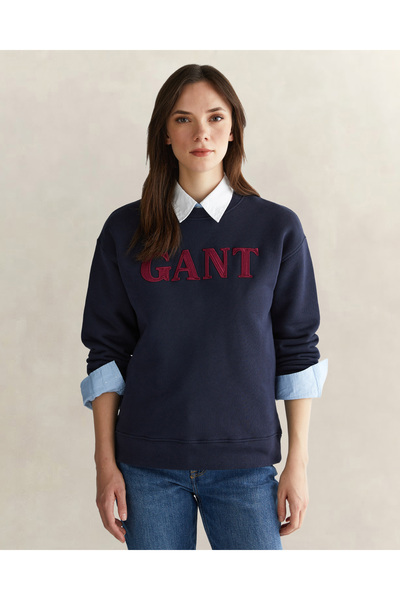 Gant Kadın Lacivert Relaxed Fit Bisiklet Yaka Sweatshirt