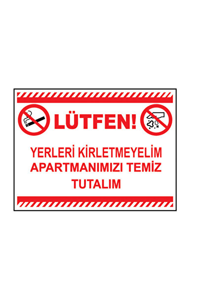 Lucena Metal Yerleri Kirletmeyelim Apartmanımızı Temiz Tutalım 15cm x 20cm Uy...