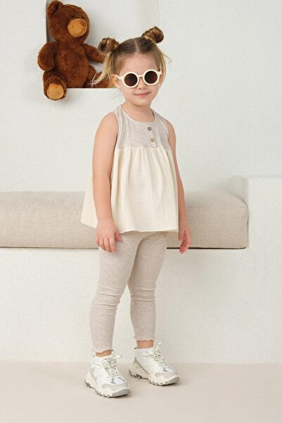 Mioma Kids Long Corded Leggings - Brown Color and Bone Detail