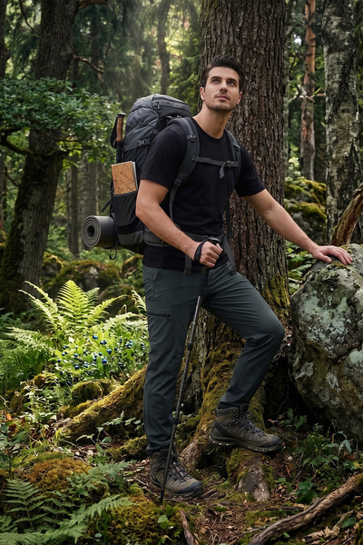 Buratti Normal Kalıp Lastikli Bel Su İtici Düz Paça Trekking ve Kargo Pantolo...