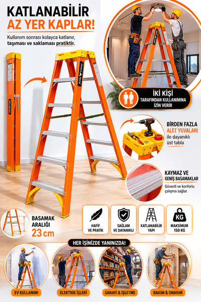 Genel Markalar 6 Basamaklı Çift Çıkışlı Fiberglass İzole Merdiven