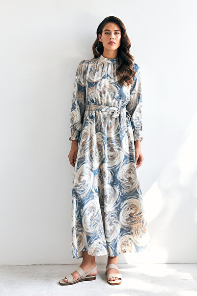 VAVİNOR Rabella Patterned Dress - Indigo