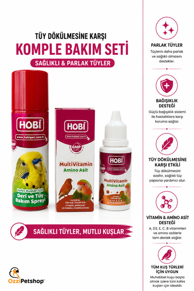 ozzipetshop Muhabbet Kuşu Tüy ve Deri Bakım Seti Genel Bakım Destekleyici Vit...