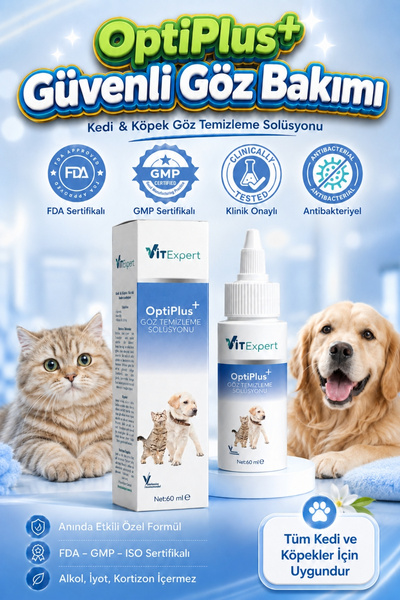 Vitexpert OptiPlus Kedi & Köpek Göz Temizleme Solüsyonu Antibakteriyel Alerji...