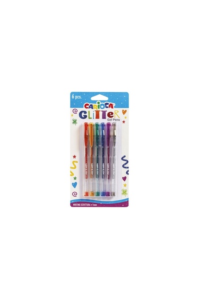 carioca Pix cu gel cu sclipici, set de 6 culori